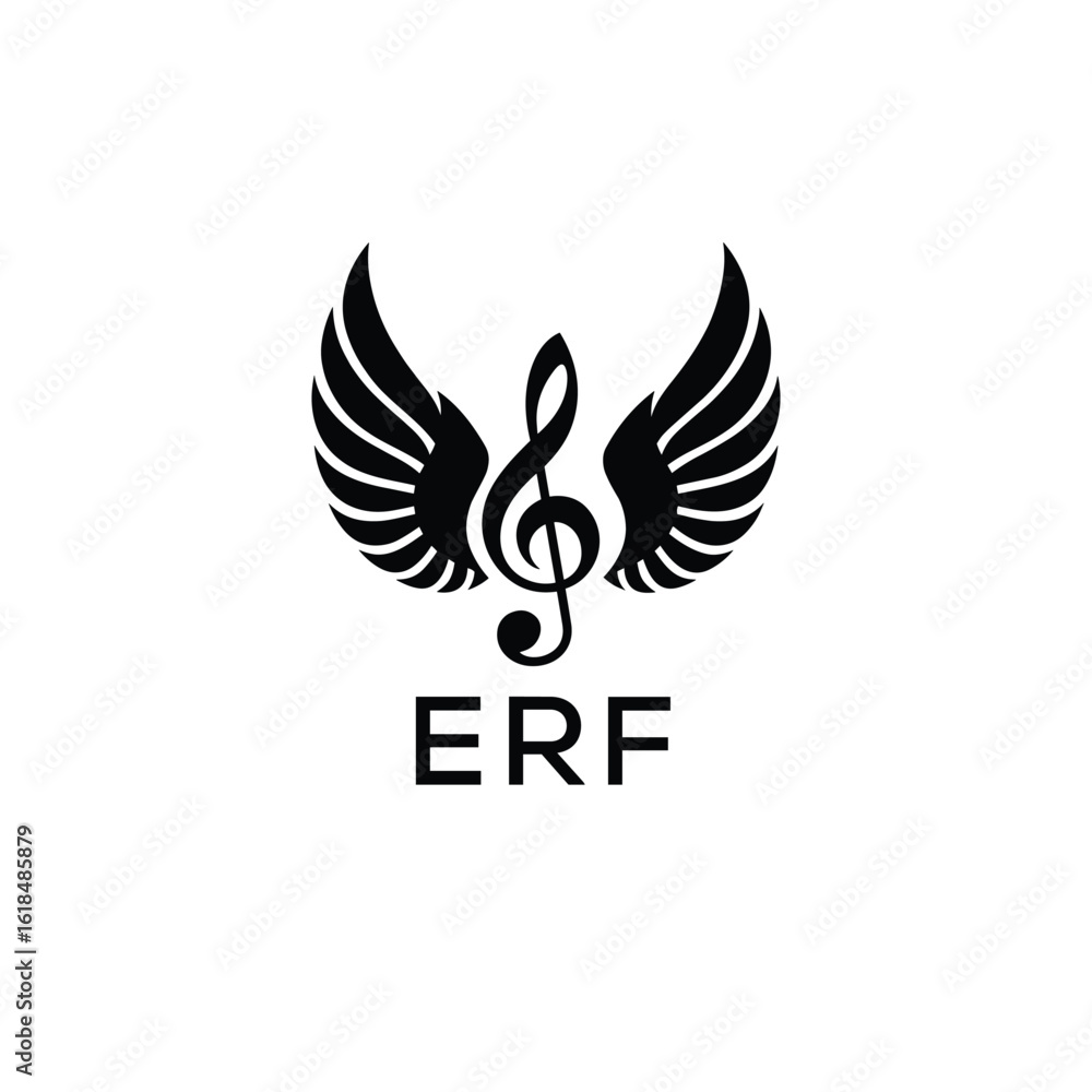 Obraz premium Creative Music Logo with Treble Clef and Wings – ETZ Musical Brand Identity Design 