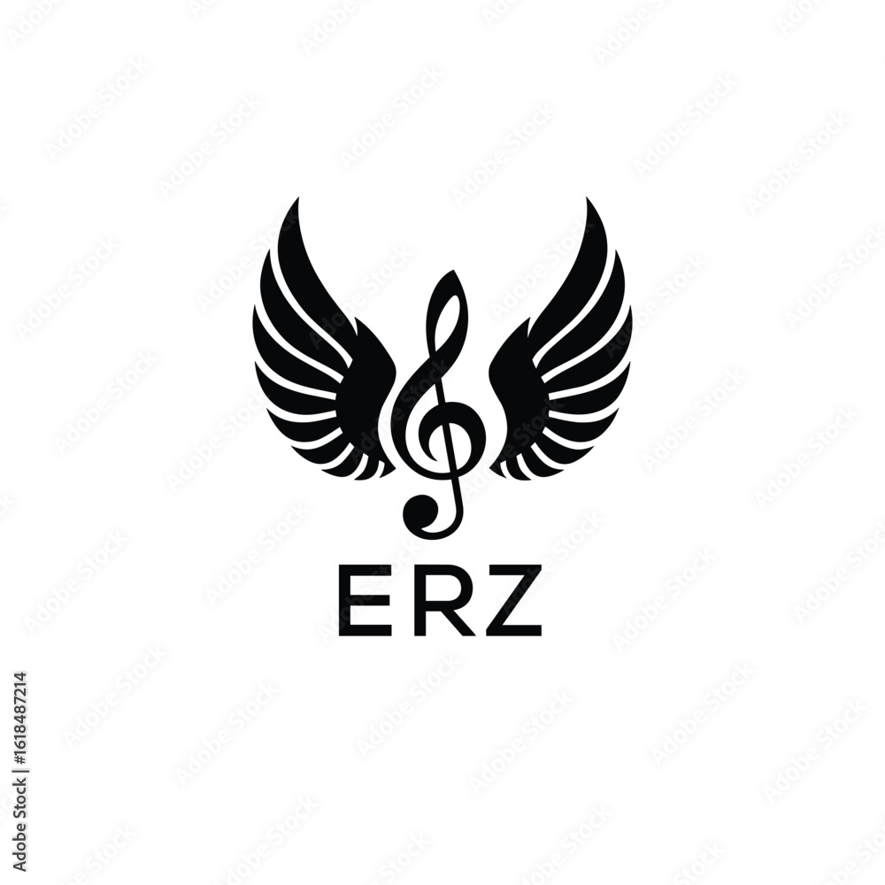 Obraz premium Creative Music Logo with Treble Clef and Wings – ETZ Musical Brand Identity Design 