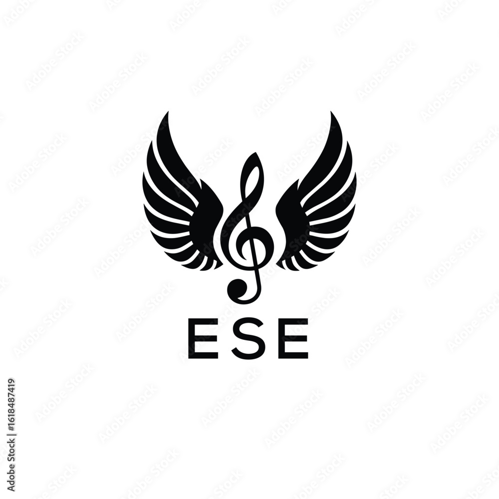 Obraz premium Creative Music Logo with Treble Clef and Wings – ETZ Musical Brand Identity Design 