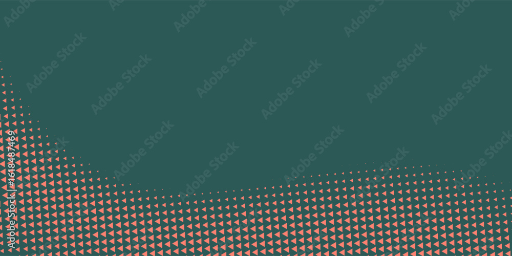 Triangles Halftone Pattern Twisted Border Vector Orange Green Abstract Background. Ultra Modern Minimalistic Art Half Tone Graphics Eye Catching Rush Wallpaper. Futuristic Technology Art Illustration