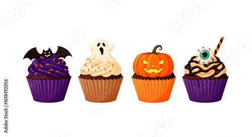 Halloween Cupcakes with Spooky Toppings.