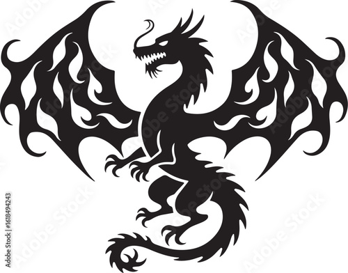 Wallpaper Mural Epic Gothic Dragon Silhouette Design Elements Torontodigital.ca