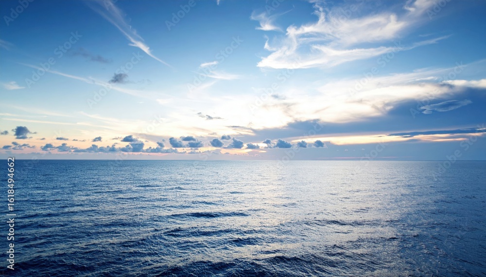 Fototapeta premium Calm Ocean Sunset Wide Landscape