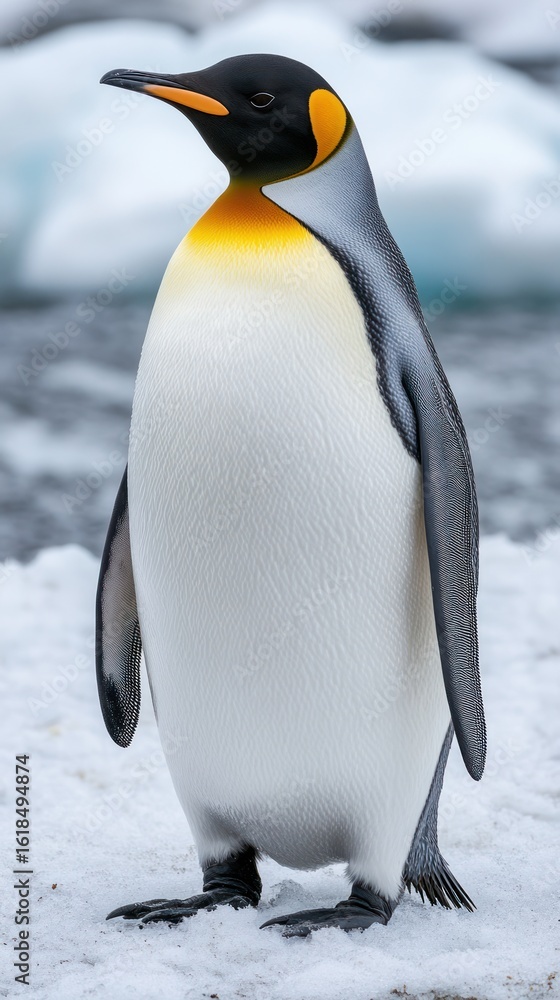 Fototapeta premium King penguin standing on snow