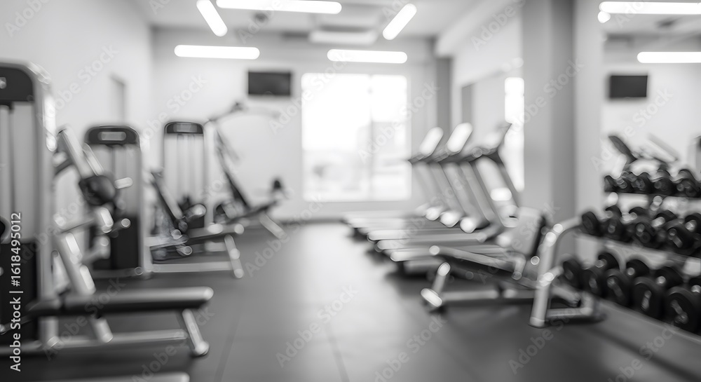 Fototapeta premium Blurred scene inside an empty gym