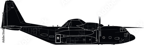 AC-130J Ghostrider Silhouette Art | Bold Military Gunship Outline – Iconic Combat Aircraft Shape