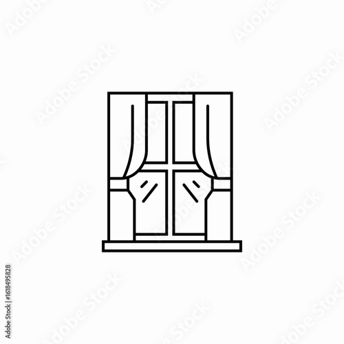 window with curtains icon sign vector