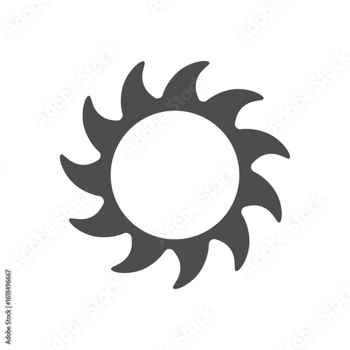 Circular Saw Blade Icon: A stark, flat-lay image presents a sharply detailed circular saw blade, a symbol of industry and precision.