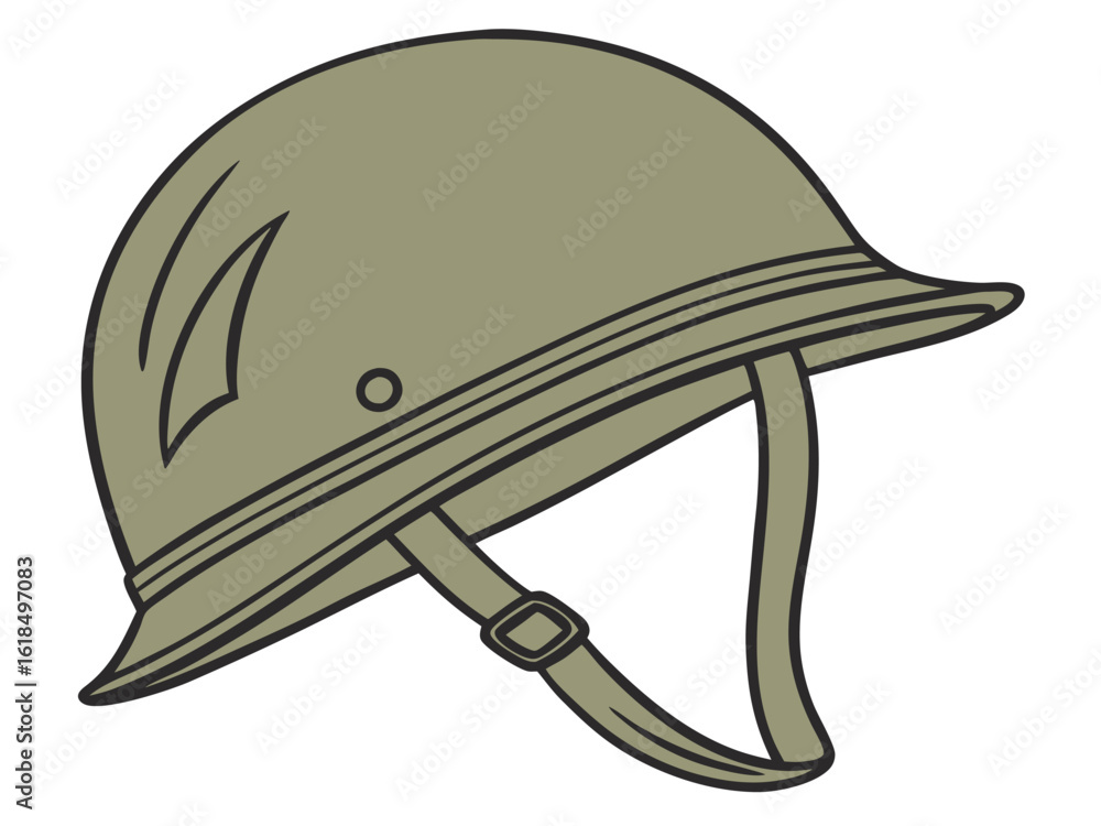 Fototapeta premium Vector art of an army helmet isolated on white background, a symbol of military protection and safety