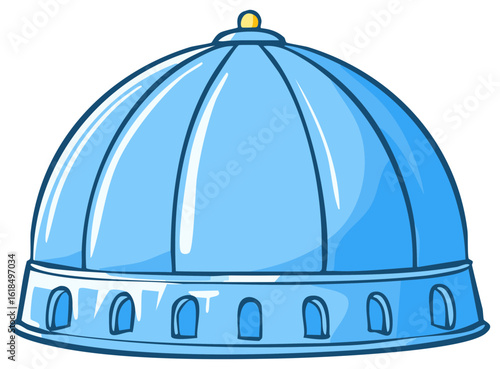 Light Blue Domed Roof Detailed Vector Illustration isolated