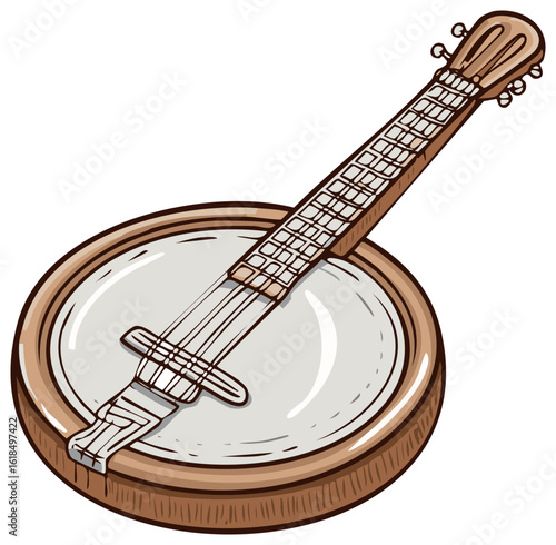 Banjo Musical Instrument Illustration Folk Music Traditional Stringed Instrument