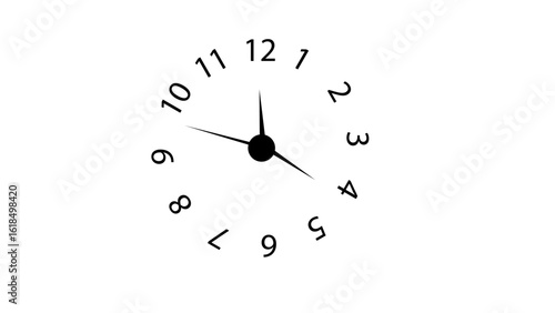 Animated clock. violet watch. Hands of the clock turn quickly. Concept of time