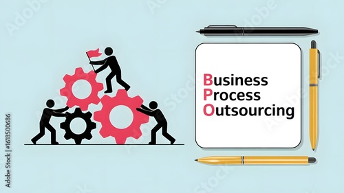 outsourcing business concept with people for website template banner design, Business Process Outsourcing Industry turn Challenges into Opportunities, BPO services, created with generative ai