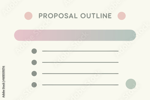 Proposal Outline Concept: A visually appealing proposal outline with a gradient bar. The design promotes readability and engagement for conveying an idea, strategy, or concept. 