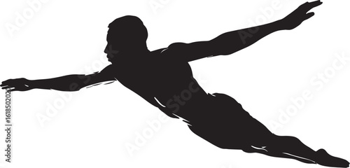 Jumping man and girl silhouettes in black vector style for sports and dance illustration