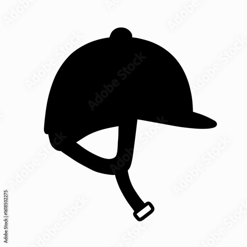 Equestrian helmet vector icon for horse riding protection – solid style