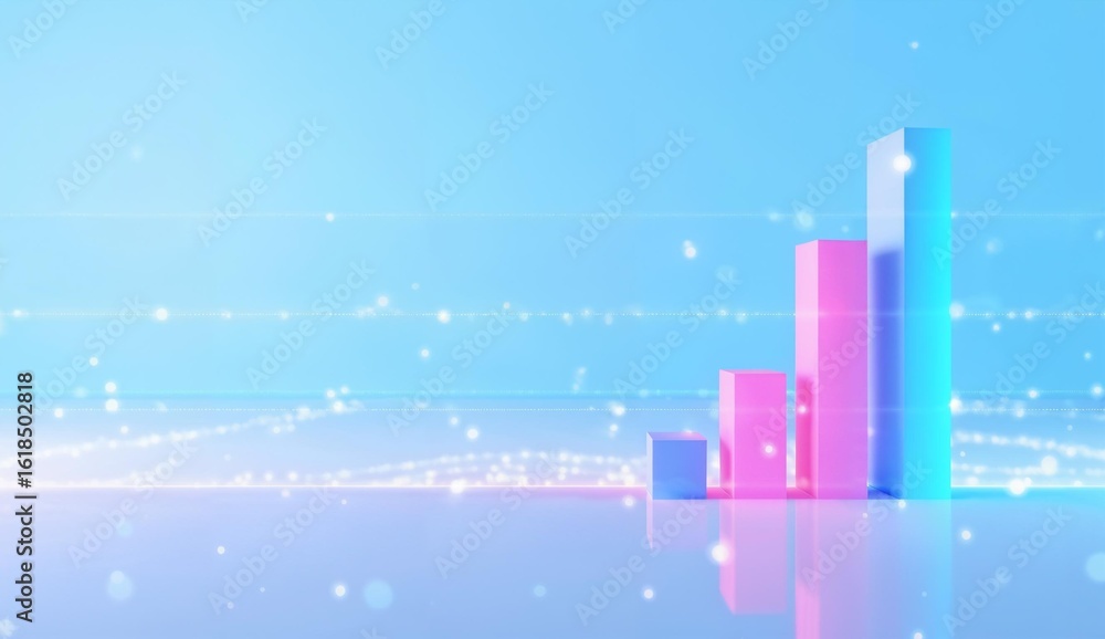 Fototapeta premium Ascending Bar Graph with Glittering Background