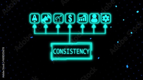 4k Animated digital graphic depicting consistency in teamwork and business strategy, Business, Internet and network concept teamwork, technology, telecommunication graphics concept..