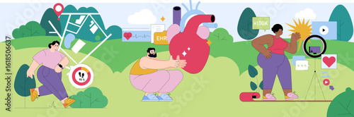 Fitness and Technology Integration Vector Illustration