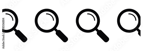 WebVector art of four magnifying glasses in a row isolated on white background representing search and discovery