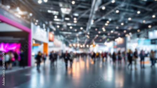 Wallpaper Mural Blurred Trade fair show background, exhibition with booths for business, companies and industry to showcase and demonstrate products and services, for people, partners and customers Torontodigital.ca