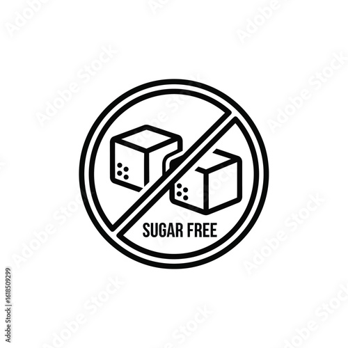 Vector illustration of a sugar free symbol, indicating a diet without refined sugars and artificial sweeteners