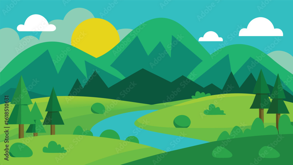 Fototapeta premium landscape with mountains and trees