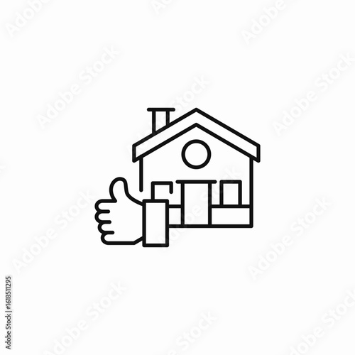 house thumb up icon sign vector