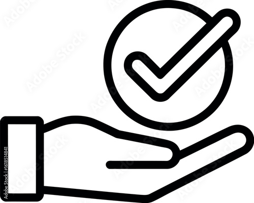 Hand holding check mark icon vector illustration symbol of approval and success