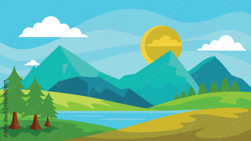 Fototapeta premium landscape with mountains and blue sky