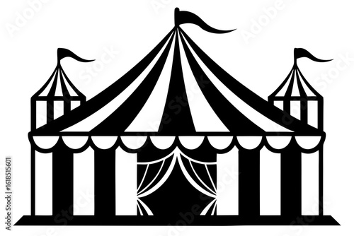 county fair tent black and white silhouette