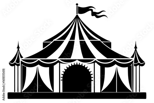 county fair tent black and white silhouette