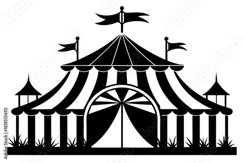 county fair tent black and white silhouette