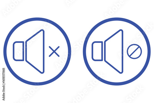 Mute icon outline illustration vector symbol. set of speaker volume icons vector symbol isolated on white. Sound off and on icon, an icon that increases and reduces the sound. Icon showing the mute