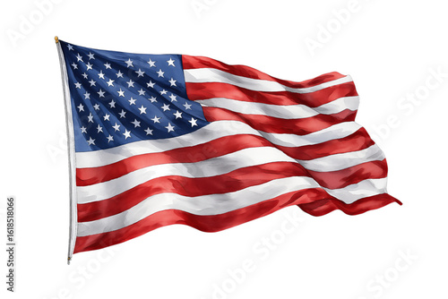 Watercolor American flag clipart, isolated on a transparent background in PNG format.