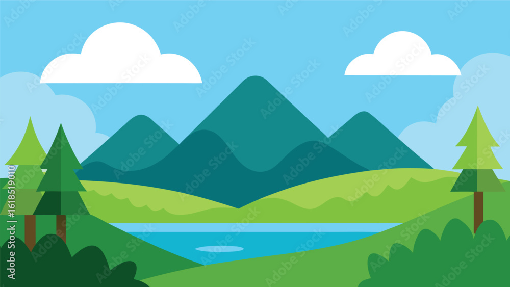 Fototapeta premium landscape with mountains and trees