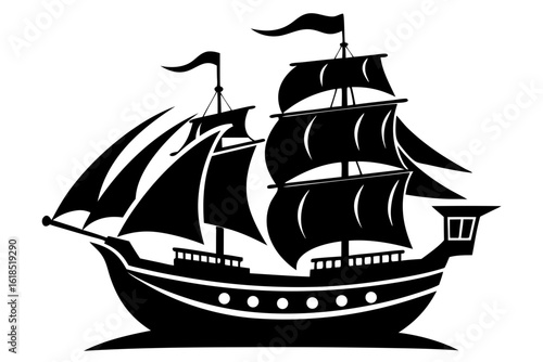 ship black and white silhouette