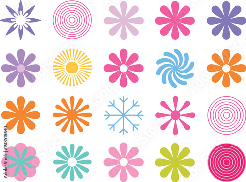 Colorful Flower Collection Vector Art Design Elements Blossom Petal