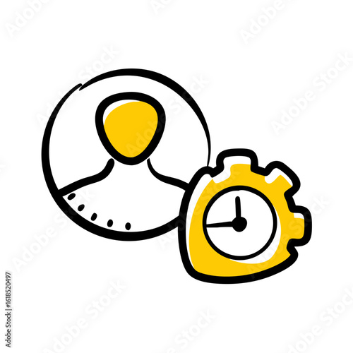 Work Time Management – Hand Drawing Icon for Web and Graphic Design