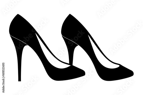 high heels pair black and white line art silhouette