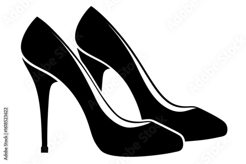 Elegant black high-heeled leather shoes, a stylish and glamorous footwear accessory for the modern woman