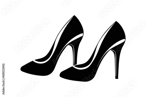 Elegant black high-heeled leather shoes, a stylish and glamorous footwear accessory for the modern woman