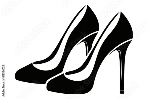 Elegant black high-heeled leather shoes, a stylish and glamorous footwear accessory for the modern woman