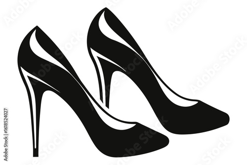 Elegant black high-heeled leather shoes, a stylish and glamorous footwear accessory for the modern woman