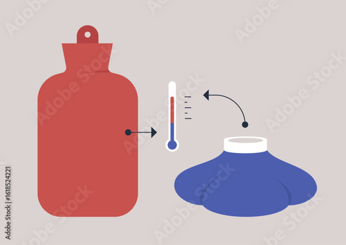 Hot water bottles and ice bags demonstrate their roles in temperature modulation, providing soothing warmth and cooling relief, ideal for various therapeutic needs and personal comfort