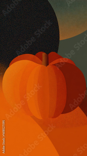 Stylized pumpkin with artistic shadows and vibrant colors