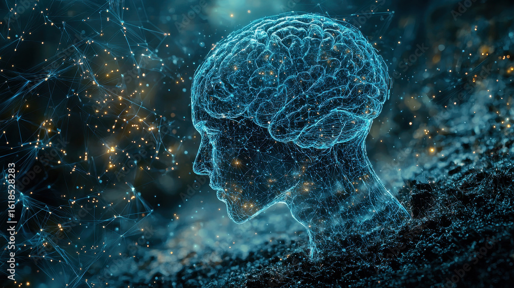 Obraz premium Concept art of a transparent robot brain revealing internal logic systems and code paths illustrating explainable AI