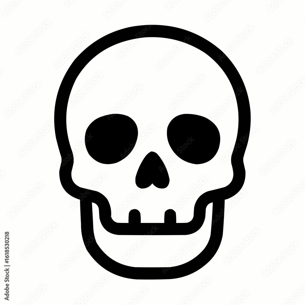 Skull. Front-view skull with hollow eyes/nose and 3 teeth showing Skull. Front-view skull with hollow eyes/nose and 3 teeth showing