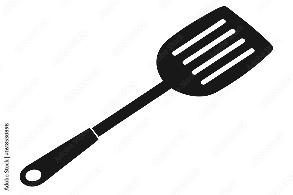 Black plastic kitchen spatula isolated on white, a versatile cooking utensil and tool Black plastic kitchen spatula isolated on white, a versatile cooking utensil and tool