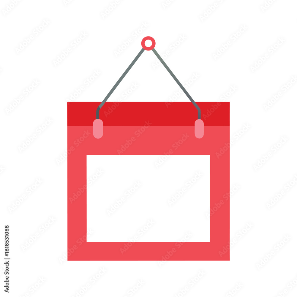 Red hanging sign with a blank white space for text or images Red hanging sign with a blank white space for text or images